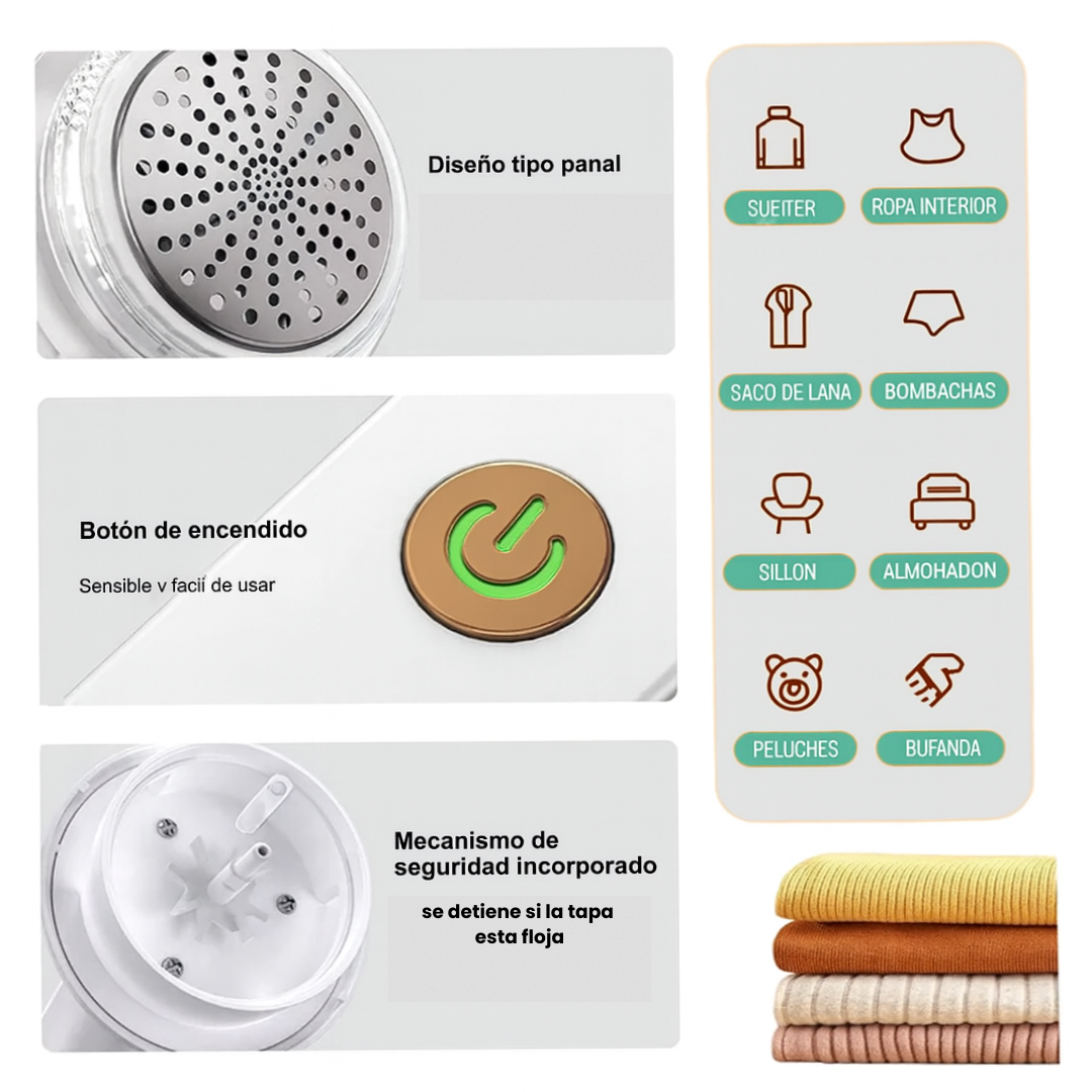 Saca Pelusas Eléctrico Recargable USB | Dejá tu ropa como nueva